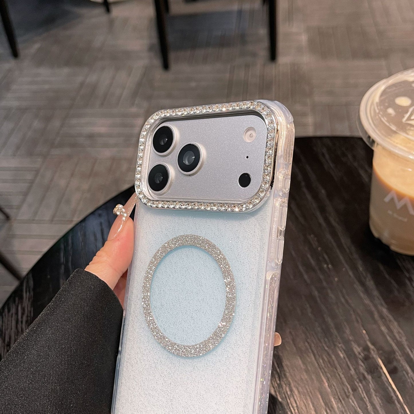 Apple Iphone Glitter Back Cover Magnetic suction Case  (Exclusive)