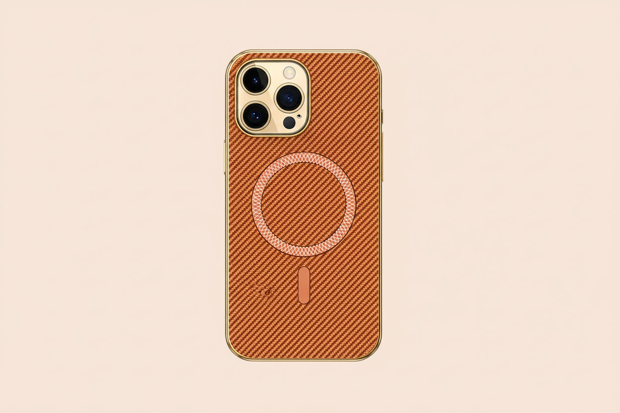 Apple Iphone Cover with Kevlar Pattern With Electroplated Soft Frame Magnetic Cover  (Exclusive)