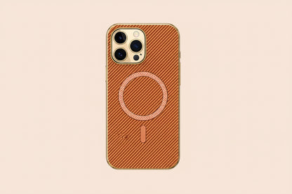 Apple Iphone Cover with Kevlar Pattern With Electroplated Soft Frame Magnetic Cover  (Exclusive)