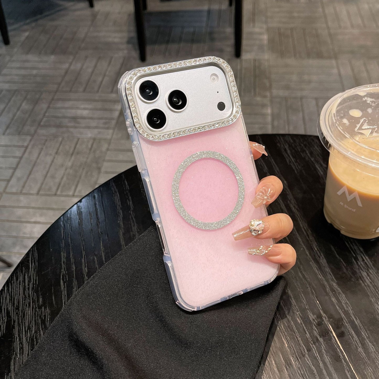 Apple Iphone Glitter Back Cover Magnetic suction Case  (Exclusive)