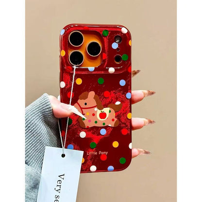Apple iphone Red Tin Foil Pattern Colorful Polka Dot Pony Lanyard case (Exclusive)