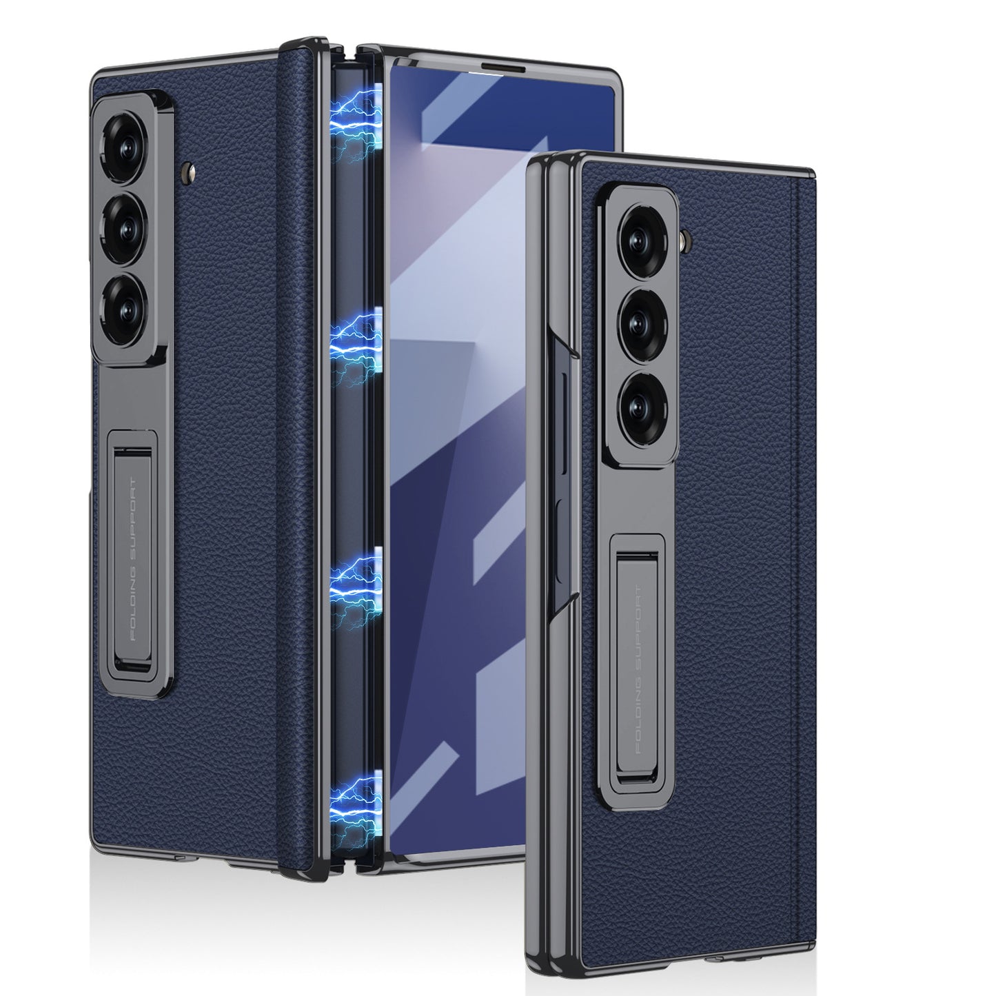 Samsung Fold Series Electroplated Bracket Plain Leather Magnetic Hinge Business Anti-Fall Protective (Exclusive)