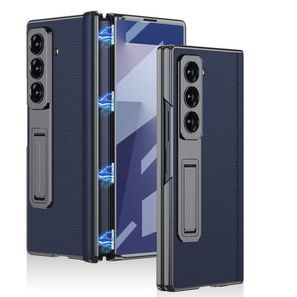 Samsung Fold Series Electroplated Bracket Plain Leather Magnetic Hinge Business Anti-Fall Protective (Exclusive)