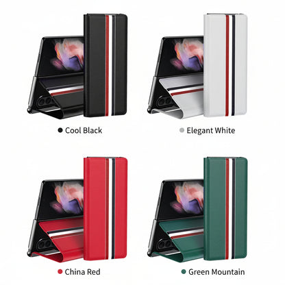 Samsung Z fold series covers With Leather Texture and Stand  (Exclusive)