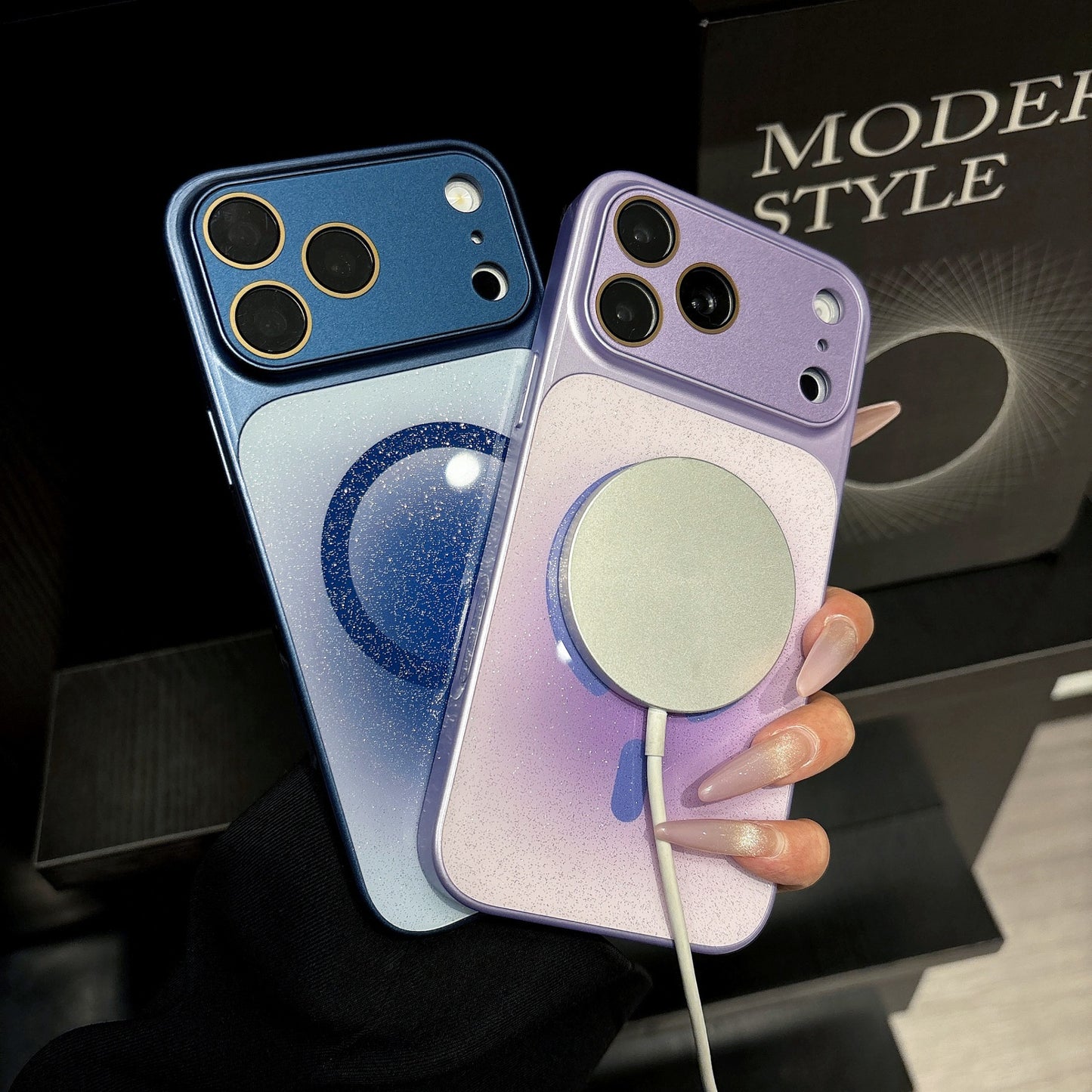 Apple Iphone Glitter Magnetic Case Suitable for Ai Camera Button Case (Exclusive)