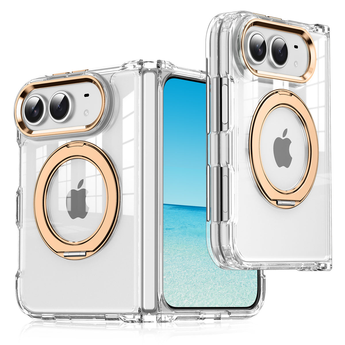 Apple iPhone Ultra Series Fold transparent folding magnetic rotating stand phone acrylic drop-proof protective case(Exclusive)