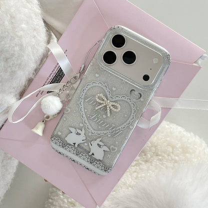 Apple Iphone Ins Korean Style Glitter Heart Bow Case (Exclusive)