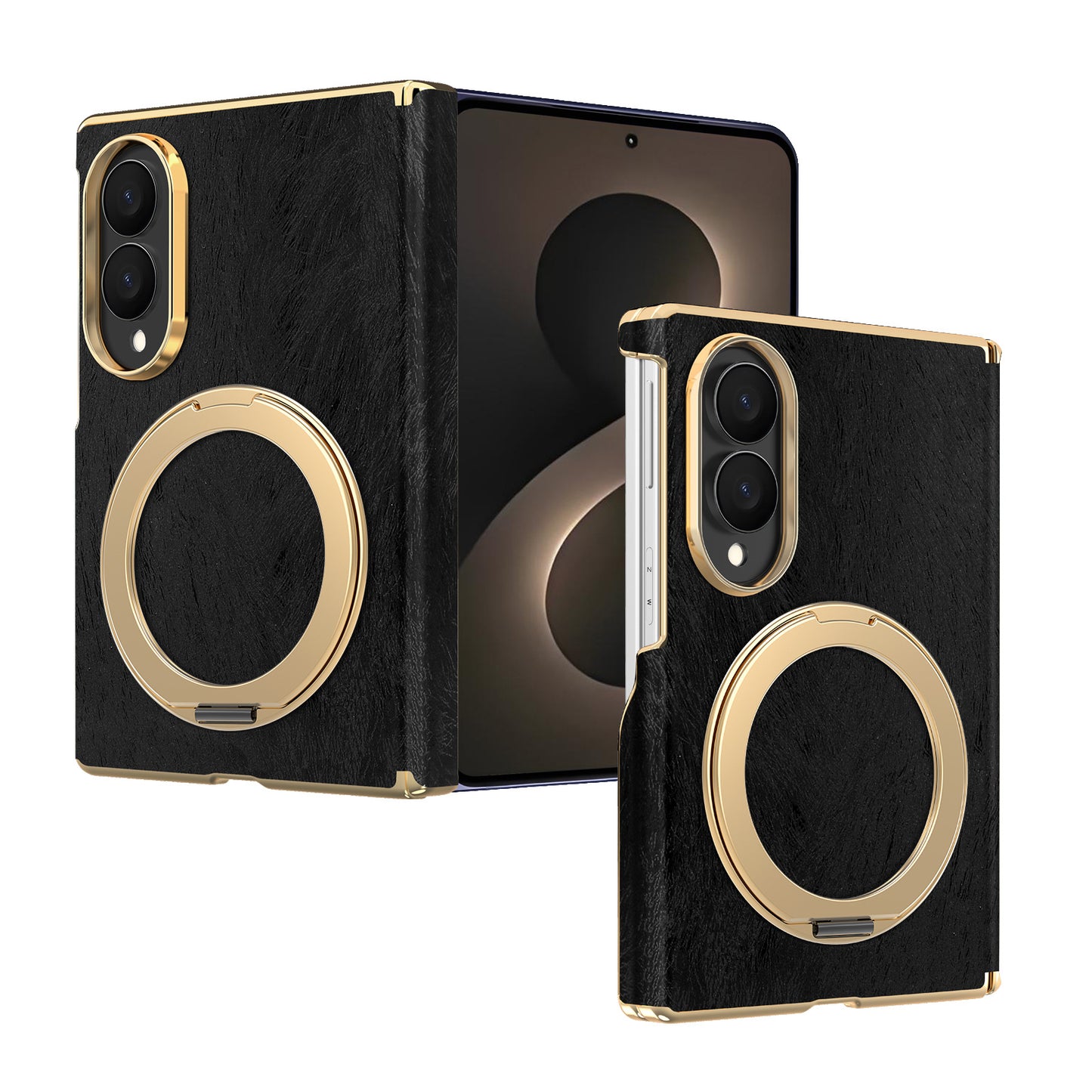 Samsung Fold series screen velvet dual-axis phone case, magnetic rotating stand Case (Exclusive)