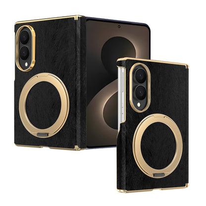 Samsung Fold series screen velvet dual-axis phone case, magnetic rotating stand Case (Exclusive)