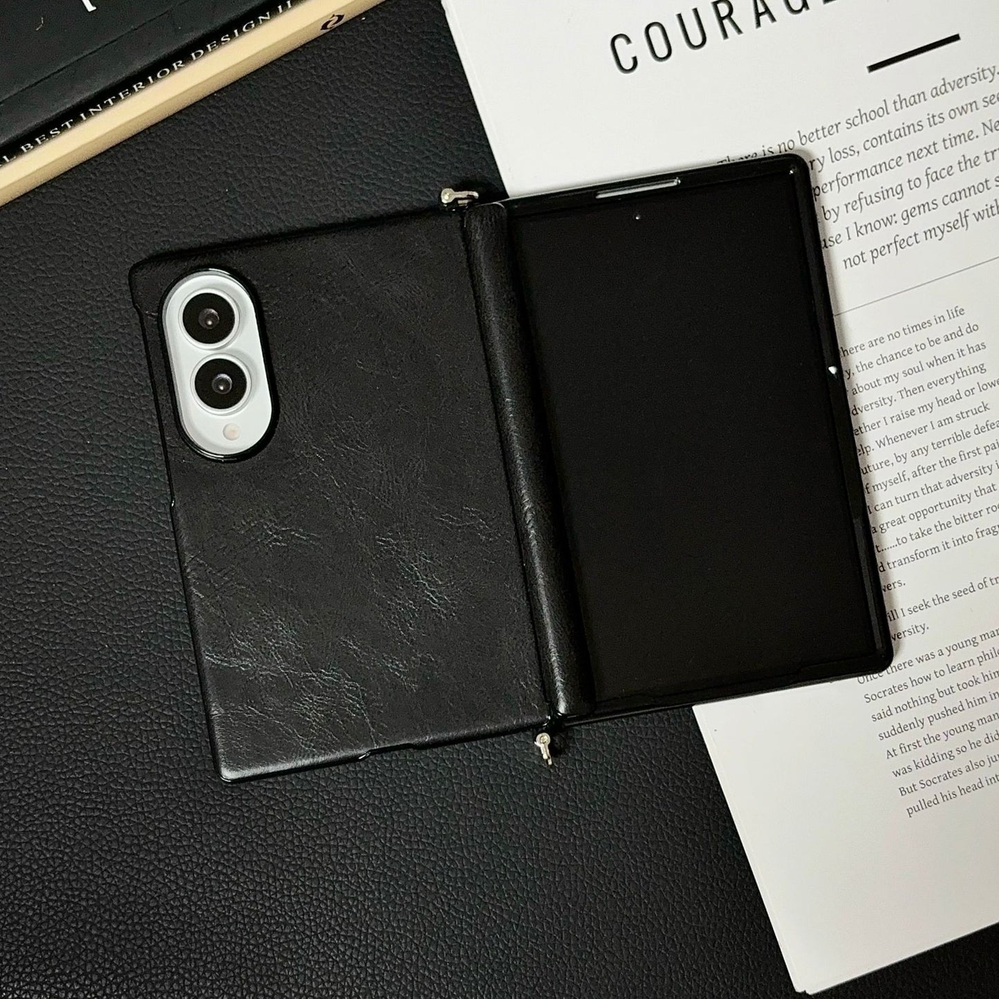 Samsung Fold series wide folding crazy horse phone case (Exclusive)