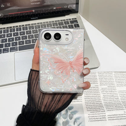 Apple Iphone Ultra ins style shell pattern flower full coverage drop protection foldable screen Case (Exclusive)
