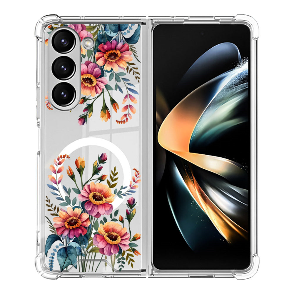 Samsung Fold & Flip Painted European and American Style Anti-Fingerprint Floral Tpu Two-In-One Phone Case (Exclusive)