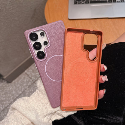 Samsung Ultra series Litchi Pattern Soft Shell Magnetic Case  (Exclusive)