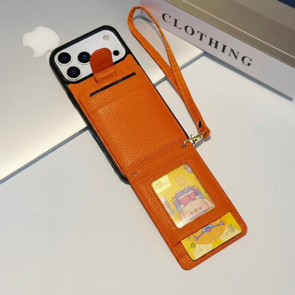 Apple Iphone series Casual card holder , Pebbled leather phone case ( Exclusive )