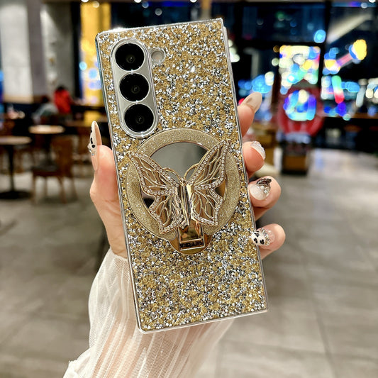 Samsung Fold Electroplated Diamond-Encrusted Butterfly Stand Folding Phone Case (Exclusive)