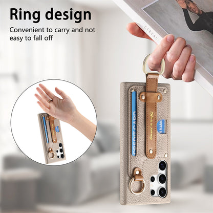 Samsung Ultra series Phone Case with Ring, Lychee Pattern (Exclusive)