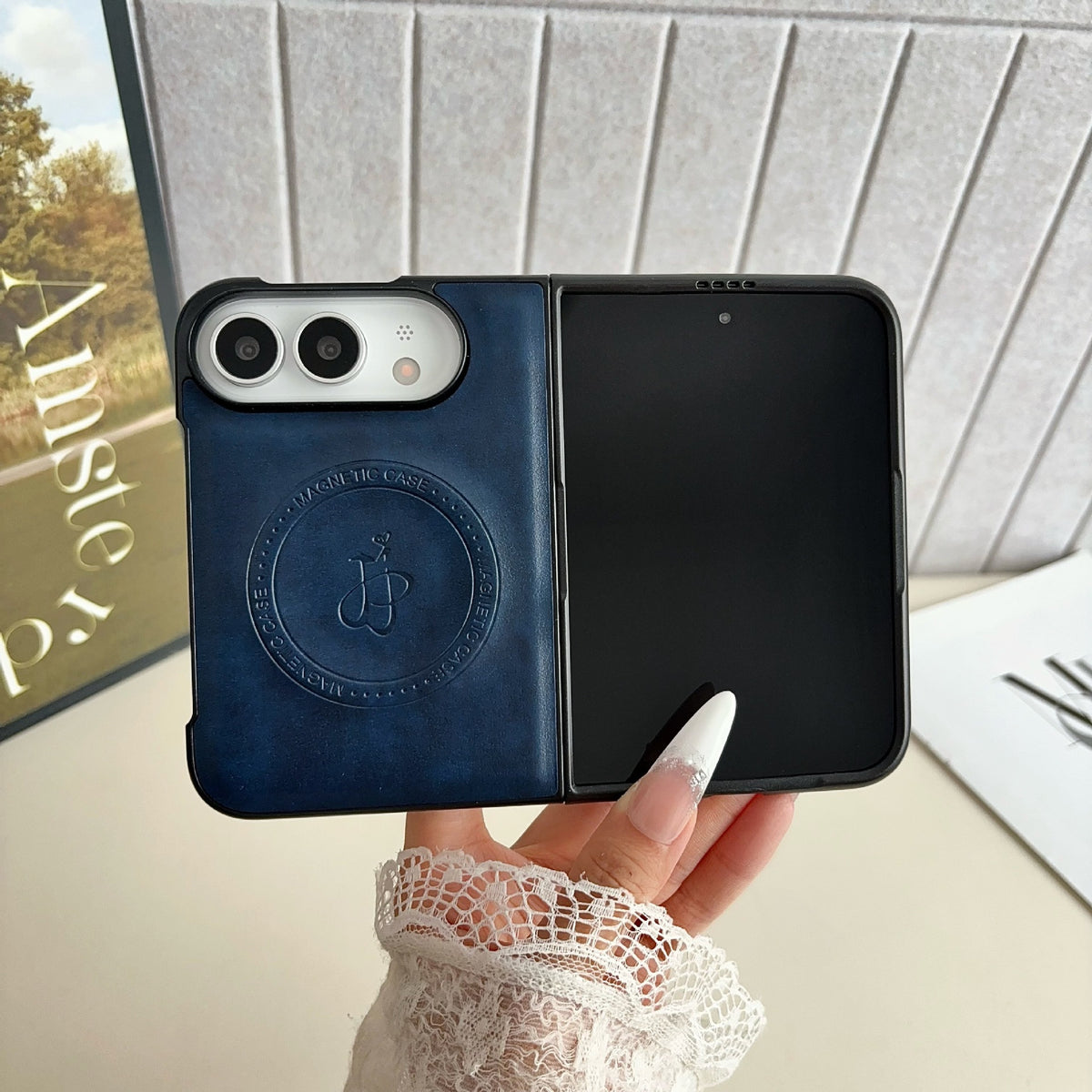 Apple iPhone Ultra foldable leather texture screen phone case (Exclusive)