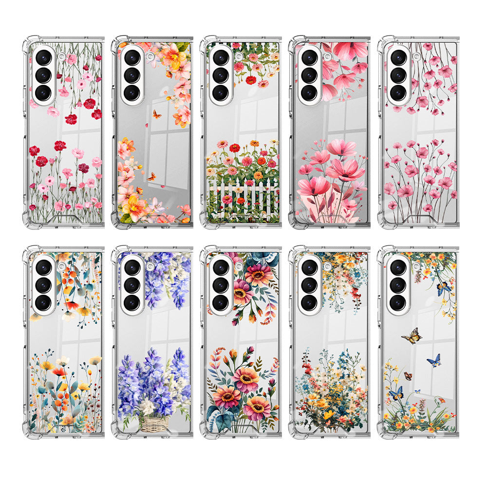 Samsung Fold & Flip Painted European and American Style Anti-Fingerprint Floral Tpu+Pc Two-In-One Phone Case (Exclusive)