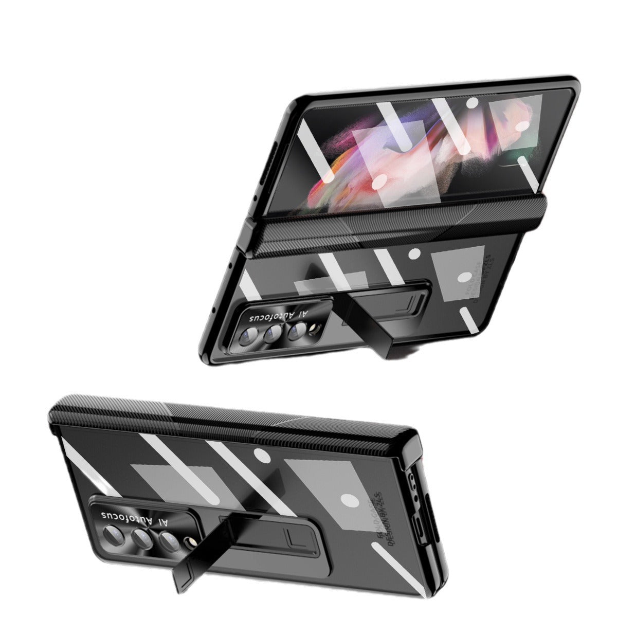 Samsung Fold Series Magnetic Hinge Folding Protective Case W22 Electroplated Lens Film Leather Case Suitable (Exclusive)