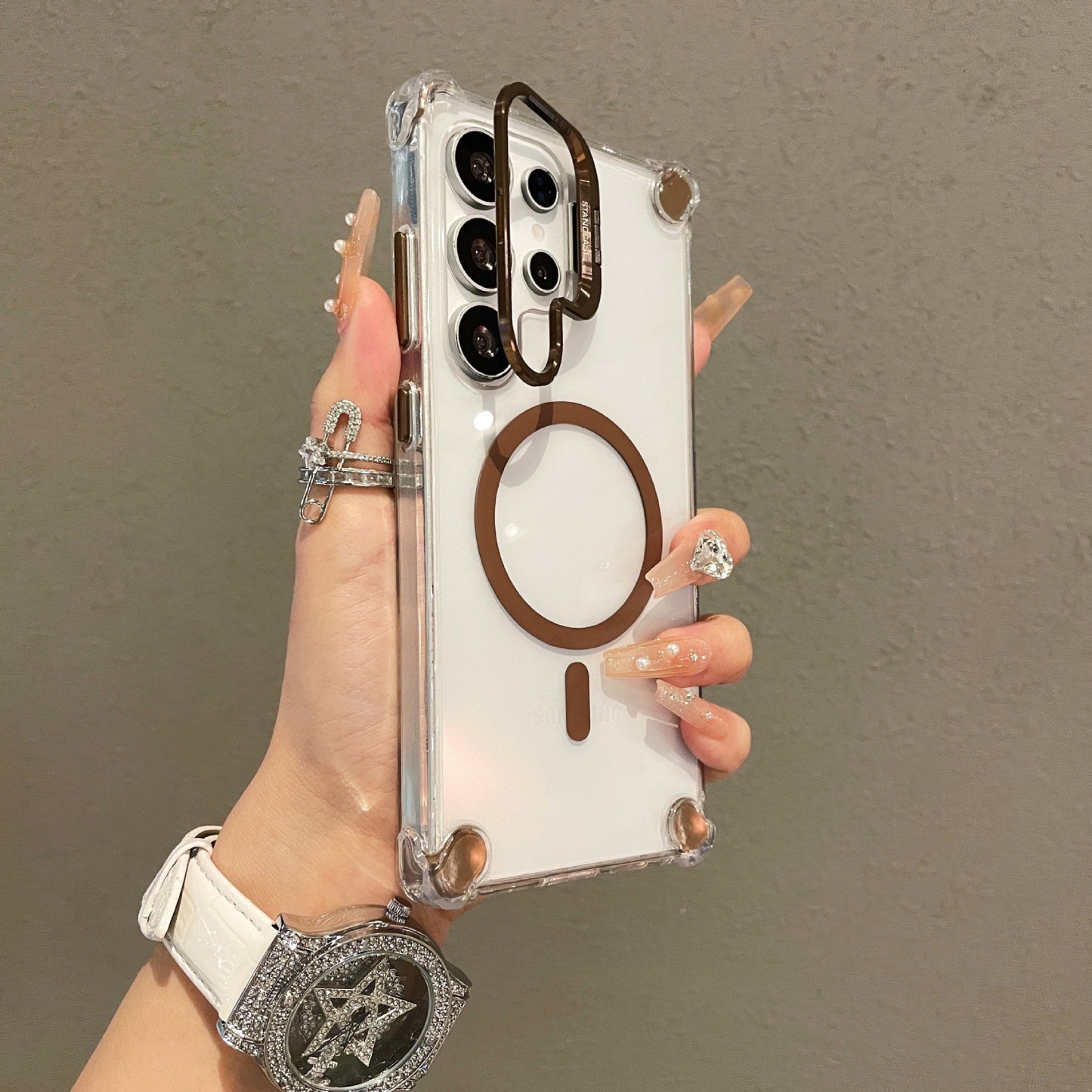 Samsung Ultra Transparent Airbag Magnetic Mobile Phone Holder Anti-Fall Protective Cover (Exclusive)
