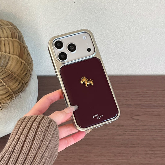 Apple Iphone Ins Simple Wine Red English-Style Electroplated Resin Case (Exclusive)