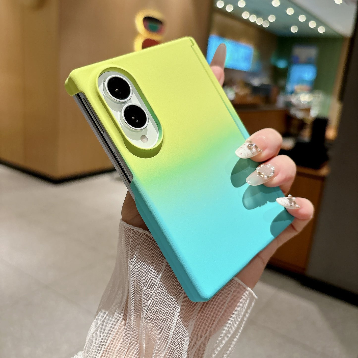 Samsung Fold wide phone magnetic closure gradient frosted case (Exclusive)