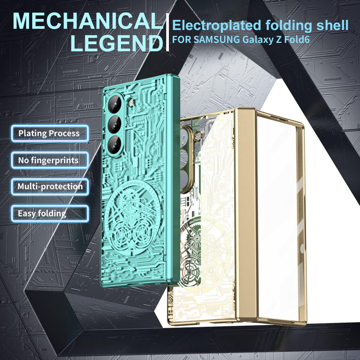 Samsung Z Fold Stacked Screen Electroplated Mechanical Gear Shell Film Cover  (Exclusive)