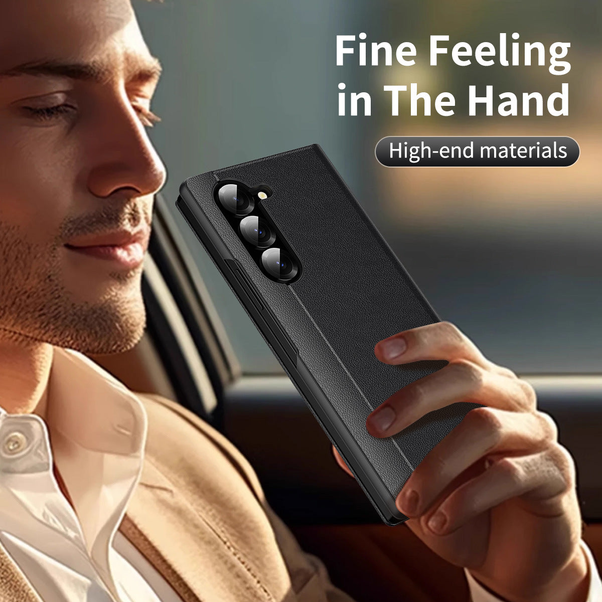 Samsung Fold Series Smart Window Card, Business Leather Case, Flip Cover, Anti-Fall Case (Exclusive)