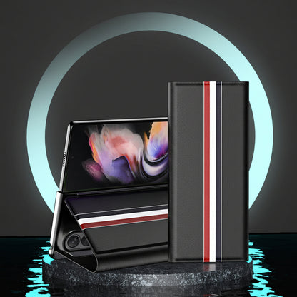 Samsung Z fold series covers With Leather Texture and Stand  (Exclusive)