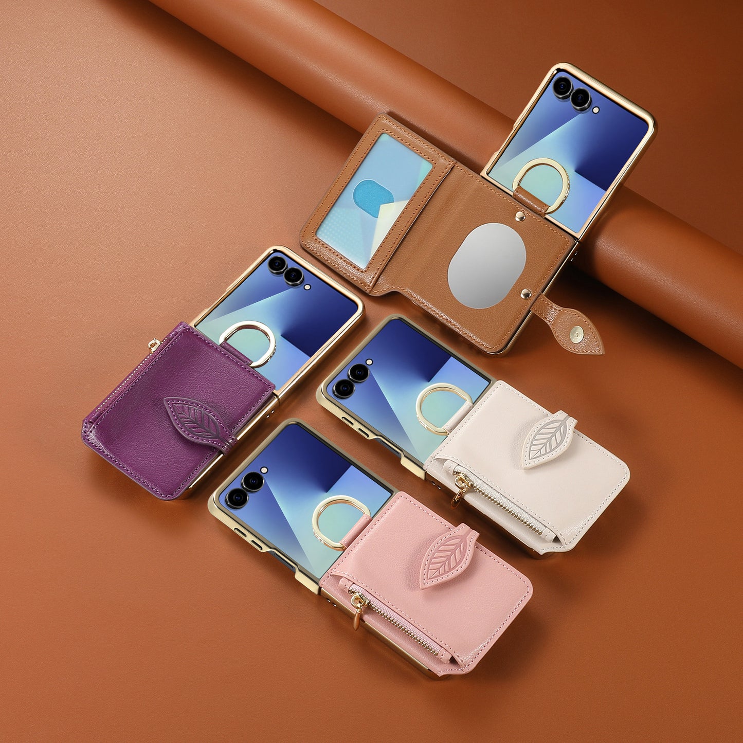Samsung Flip series Suitable Phone Case, Electroplated Card-Inserting (Exclusive)