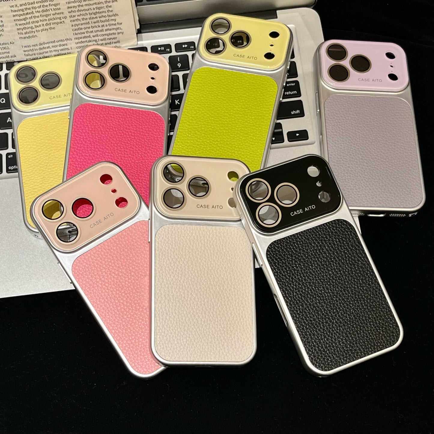 Apple Iphone New Large View Max Lychee Leather Textured Phone case  (Exclusive)