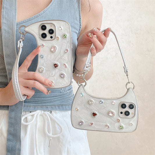 Apple iphone Sparkling Diamond Gemstone Handbag case (Exclusive)