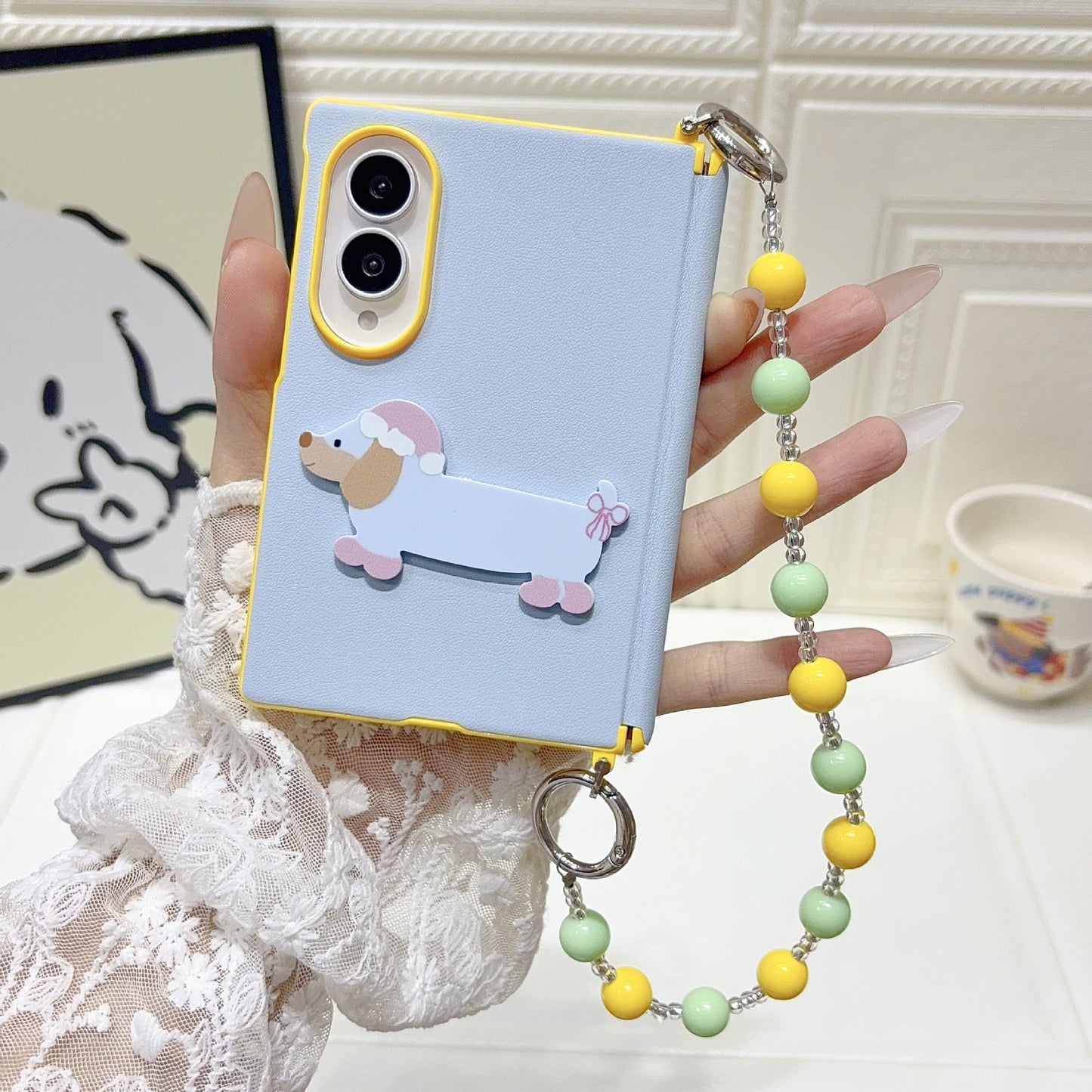 Samsung Fold series cartoon style buckle, central axis, carrying strap, protective Case (Exclusive)