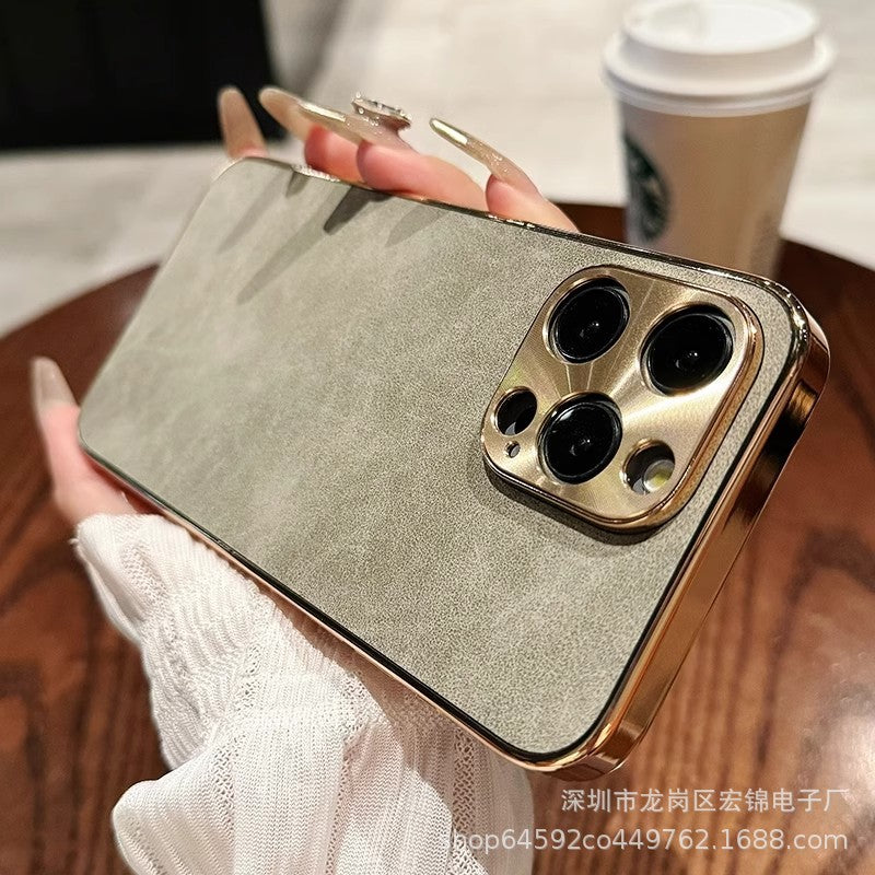 Apple Iphone Lambskin Electroplated Anti-Fall High-End Leather Protective Case (Exclsuive)