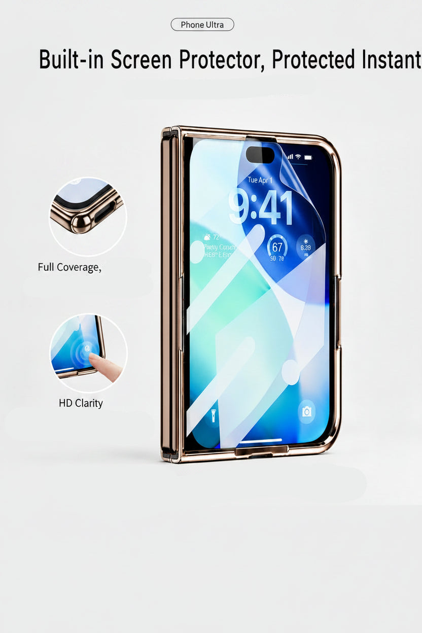 Apple Iphone Ultra electroplated magnetic folding screen lychee leather texture protective case (Exclusive)