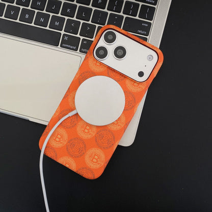 Apple Iphone Kevlar Magnetic Cover with Bitcoin Pattern  (Exclusive)