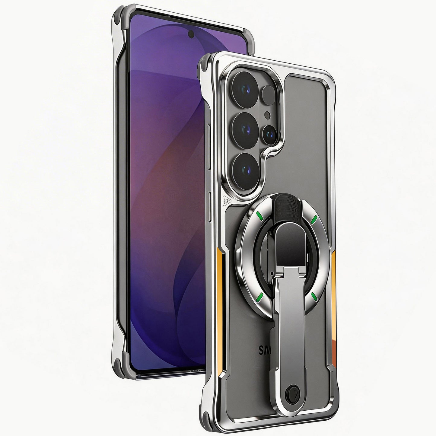 Apple Iphone & Samsung ultra rotating stand with film, metal frame, magnetic stand, protective case (Exclusive)