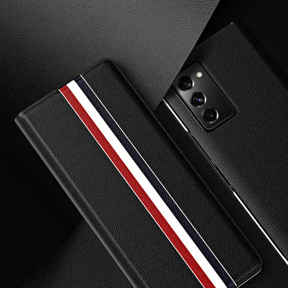 Samsung Z fold series covers With Leather Texture and Stand  (Exclusive)