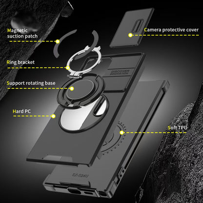 Samsung Ultra Series Applicable Magnetic Rotating Holder Phone Case With Sliding window  (Exclusive)