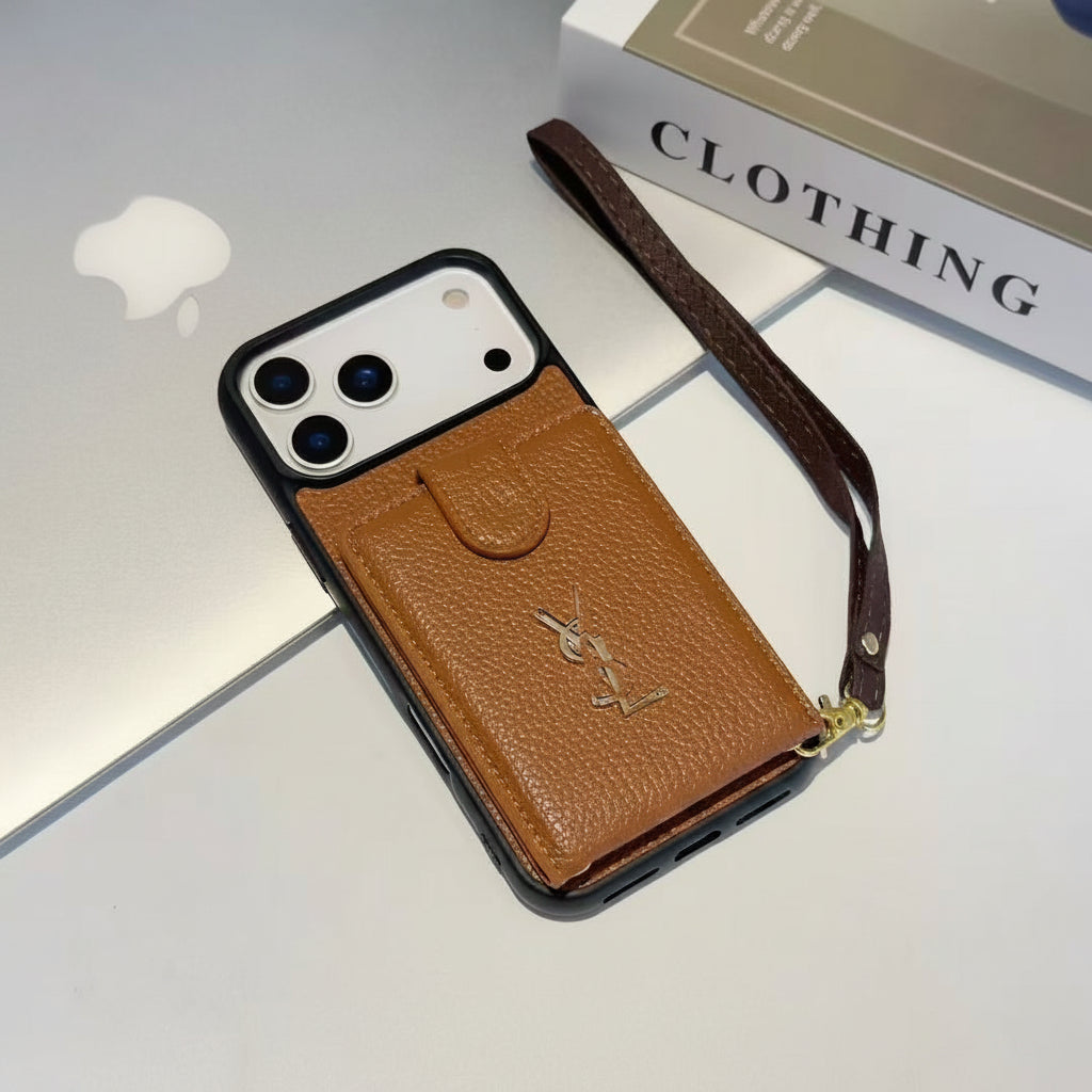 Apple Iphone series Casual card holder , Pebbled leather phone case ( Exclusive )