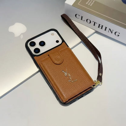 Apple Iphone series Casual card holder , Pebbled leather phone case ( Exclusive )