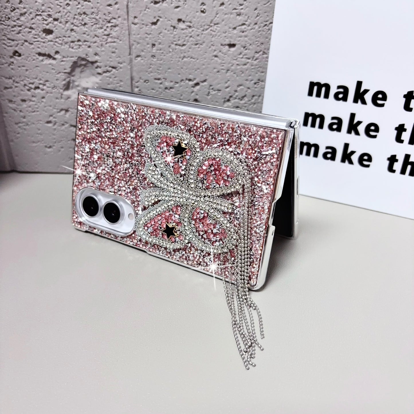 Samsung Fold & Flip series electroplated quicksand butterfly diamond folding Case (Exclusive)