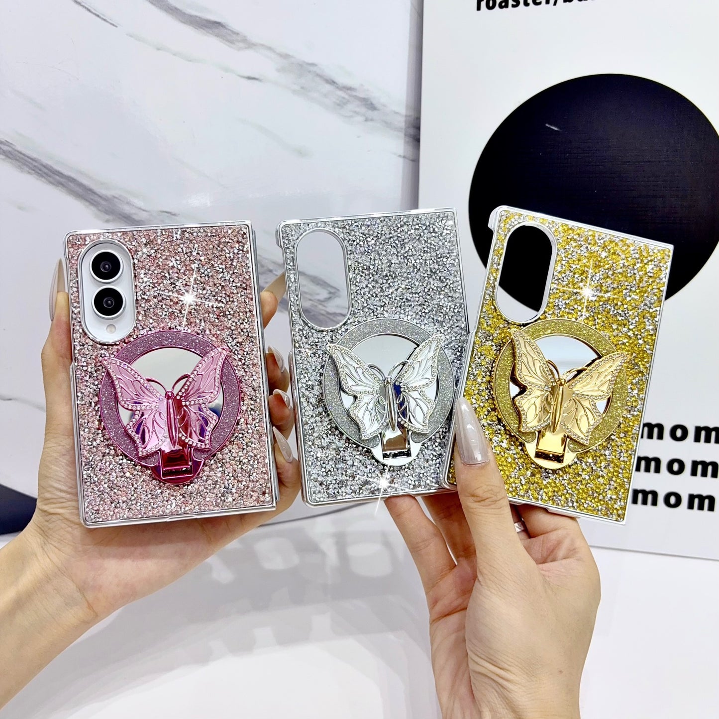 Samsung Fold electroplated butterfly folding diamond folding case (Exclusive)