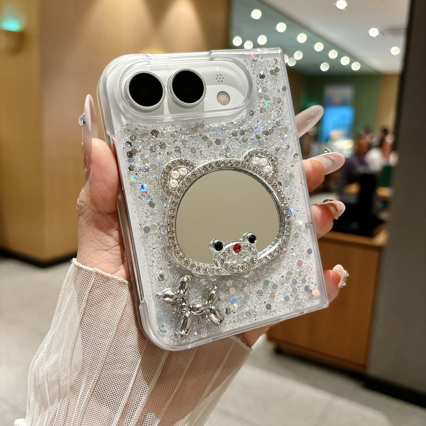 Apple Iphone Ultra series glittery phone case, mirror bow bracelet Case (Exclusive)
