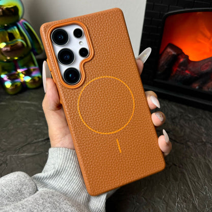 Samsung Ultra series Litchi Pattern Soft Shell Magnetic Case  (Exclusive)