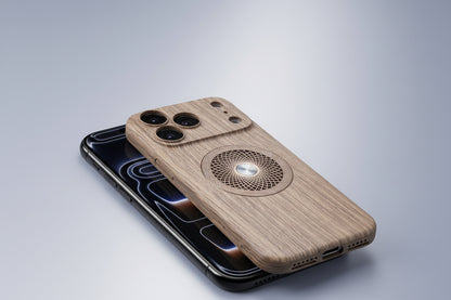 Apple Iphone Cover with Wood Grain Magnetic Suction Cut out hard shell  (Exclusive)