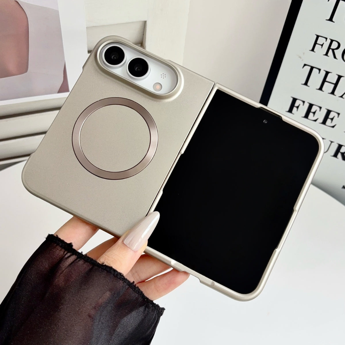 Apple iPhone Ultra Fold stacked metallic paint magnetic ultra-thin anti-drop PC protective Case (Exclusive)