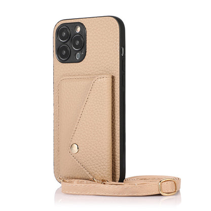 Apple iphone Creative Card-Insert Wallet Leather Case with Lanyard Case (Exclusive)