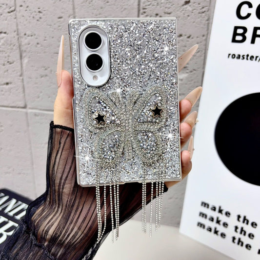 Samsung Fold & Flip series electroplated quicksand butterfly diamond folding Case (Exclusive)