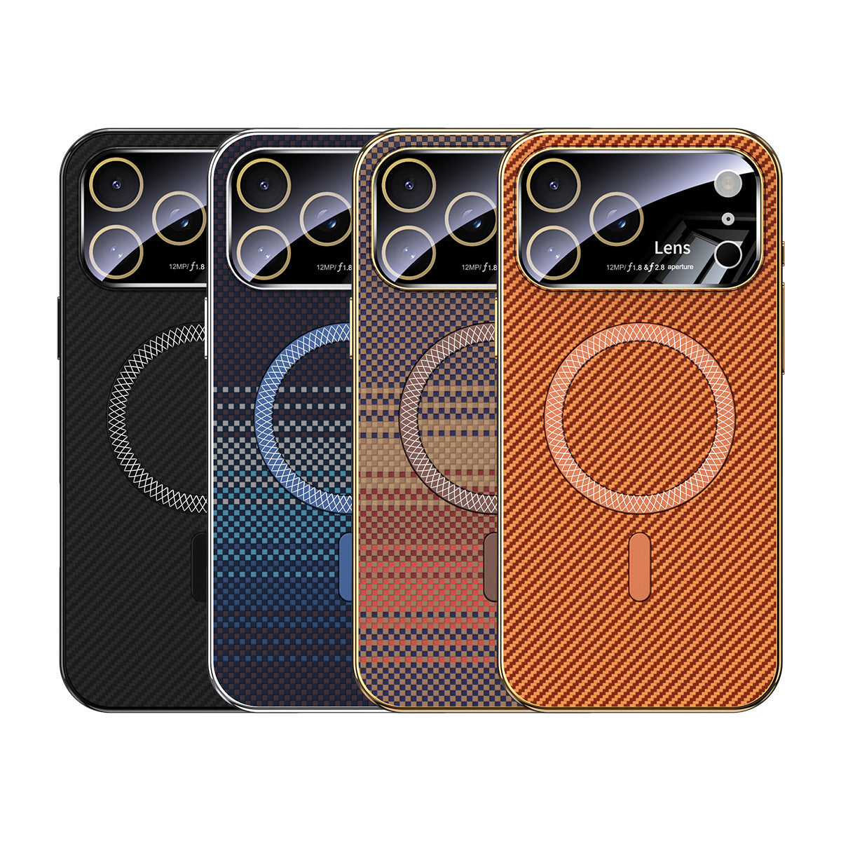 Apple Iphone Cover with Kevlar Pattern With Electroplated Soft Frame Magnetic Cover  (Exclusive)